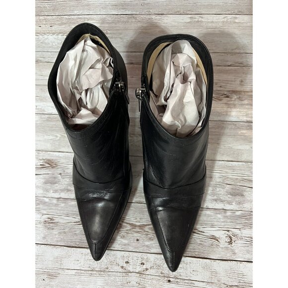 Jimmy Choo Black Leather Pointed Toe Stiletto Ankle Booties Size 36 - Picture 4 of 10